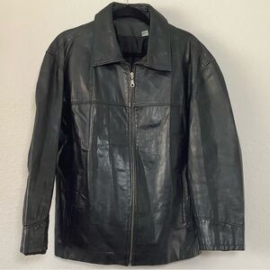 Vintage Black Punk Grunge Biker Motorcycle Classic Men's 100% Leather Jacket L
